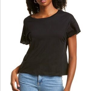 Black Top with Eyelet Sleeve                      